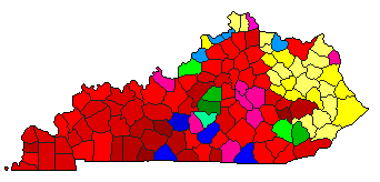 1979 Kentucky County Map of Democratic Primary Election Results for State Auditor