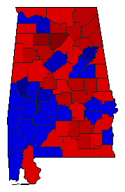 1980 Alabama County Map of Democratic Runoff Election Results for Senator