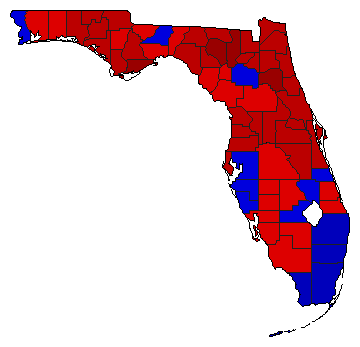 1980 Florida County Map of Democratic Runoff Election Results for Senator