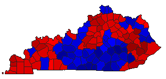 1980 Kentucky County Map of General Election Results for President