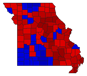 1980 Missouri County Map of General Election Results for State Treasurer