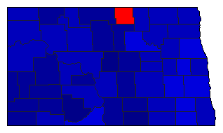 1980 North Dakota County Map of General Election Results for President