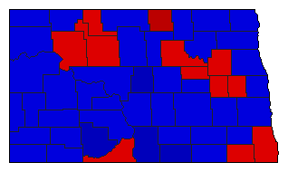 1980 North Dakota County Map of General Election Results for Governor