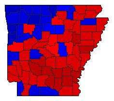 1980 Arkansas County Map of General Election Results for President