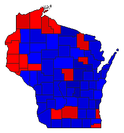 1980 Wisconsin County Map of General Election Results for President