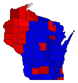 1980 Wisconsin County Map of General Election Results for Senator