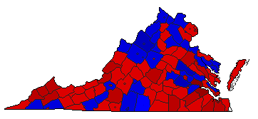 1981 Virginia County Map of General Election Results for Governor