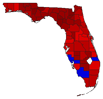 1982 Florida County Map of General Election Results for Agriculture Commissioner