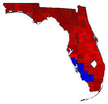 1982 Florida County Map of General Election Results for Governor