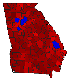 1982 Georgia County Map of General Election Results for Governor