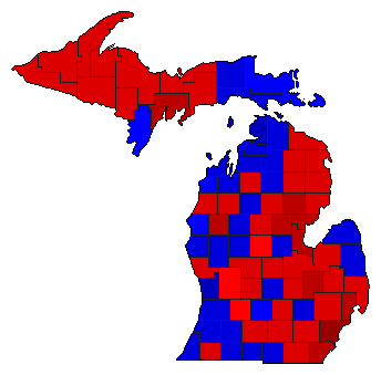 1982 Michigan County Map of General Election Results for Senator