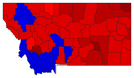 1982 Montana County Map of General Election Results for Senator