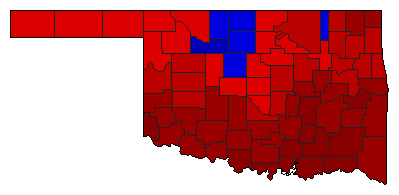 1982 Oklahoma County Map of General Election Results for Lt. Governor