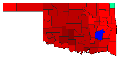 1982 Oklahoma County Map of Democratic Primary Election Results for Lt. Governor
