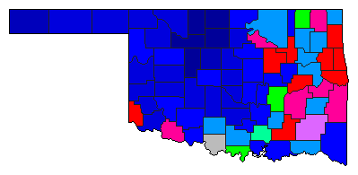 1982 Oklahoma County Map of Republican Primary Election Results for Lt. Governor