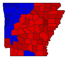 1982 Arkansas County Map of General Election Results for Governor