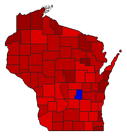 1982 Wisconsin County Map of General Election Results for Secretary of State