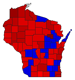 1982 Wisconsin County Map of General Election Results for State Treasurer