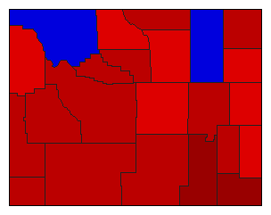 1982 Wyoming County Map of General Election Results for Governor