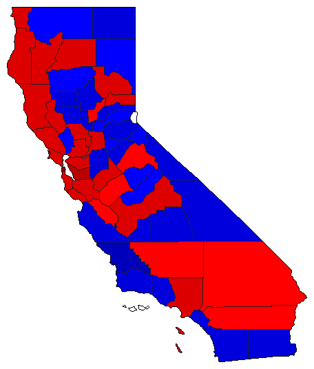 1982 California County Map of General Election Results for Lt. Governor