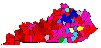 1983 Kentucky County Map of Democratic Primary Election Results for State Auditor