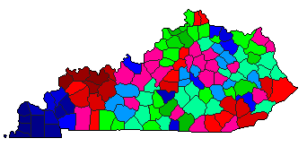 1983 Kentucky County Map of Democratic Primary Election Results for Agriculture Commissioner