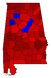 1984 Alabama County Map of General Election Results for Senator