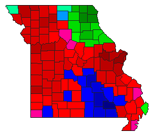 1984 Missouri County Map of Democratic Primary Election Results for Governor