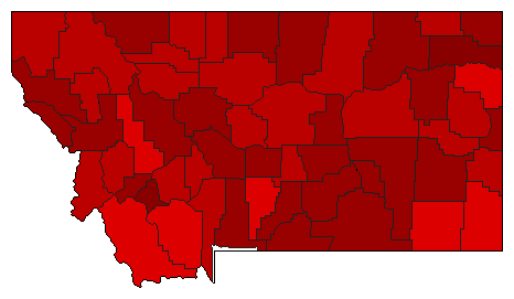 1984 Montana County Map of General Election Results for Governor