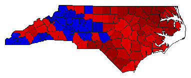 1984 North Carolina County Map of General Election Results for Secretary of State