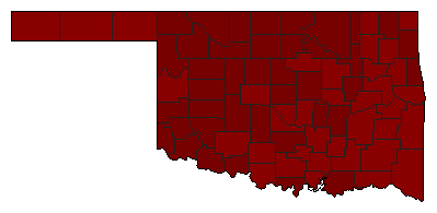 1984 Oklahoma County Map of Democratic Primary Election Results for Senator