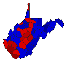 1984 West Virginia County Map of General Election Results for Governor
