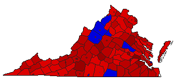 1985 Virginia County Map of General Election Results for Attorney General