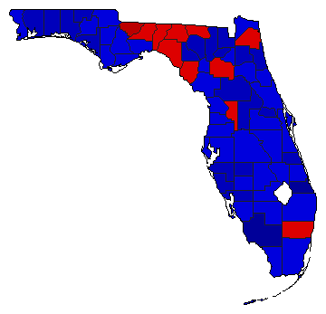 1986 Florida County Map of General Election Results for Governor