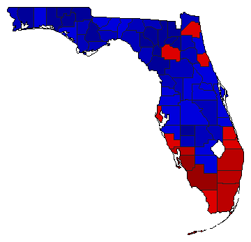 1986 Florida County Map of Democratic Runoff Election Results for Governor