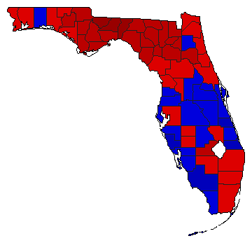 1986 Florida County Map of General Election Results for Secretary of State