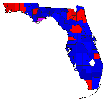 1986 Florida County Map of Republican Primary Election Results for State Treasurer