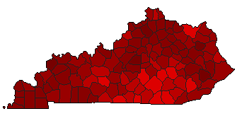 1986 Kentucky County Map of General Election Results for Senator