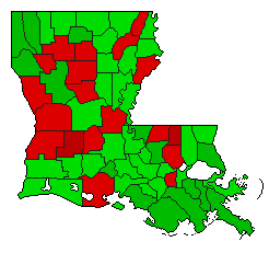1986 Louisiana County Map of Open Primary Election Results for Referendum