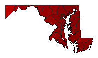 1986 Maryland County Map of General Election Results for Governor