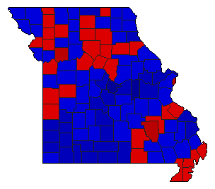 1986 Missouri County Map of General Election Results for Senator