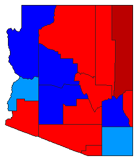 1986 Arizona County Map of General Election Results for Governor