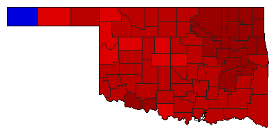 1986 Oklahoma County Map of Democratic Primary Election Results for Senator
