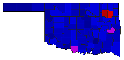 1986 Oklahoma County Map of Republican Runoff Election Results for State Treasurer