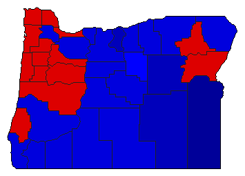 1986 Oregon County Map of General Election Results for Governor