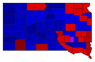 1986 South Dakota County Map of General Election Results for Secretary of State