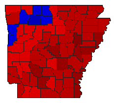 1986 Arkansas County Map of General Election Results for Governor