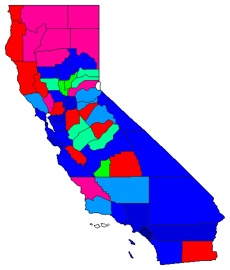 1986 California County Map of Republican Primary Election Results for Secretary of State