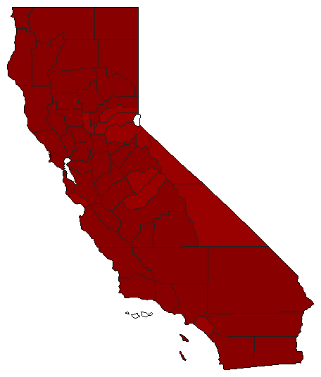 1986 California County Map of General Election Results for State Treasurer
