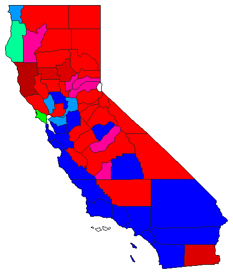 1986 California County Map of Republican Primary Election Results for Attorney General